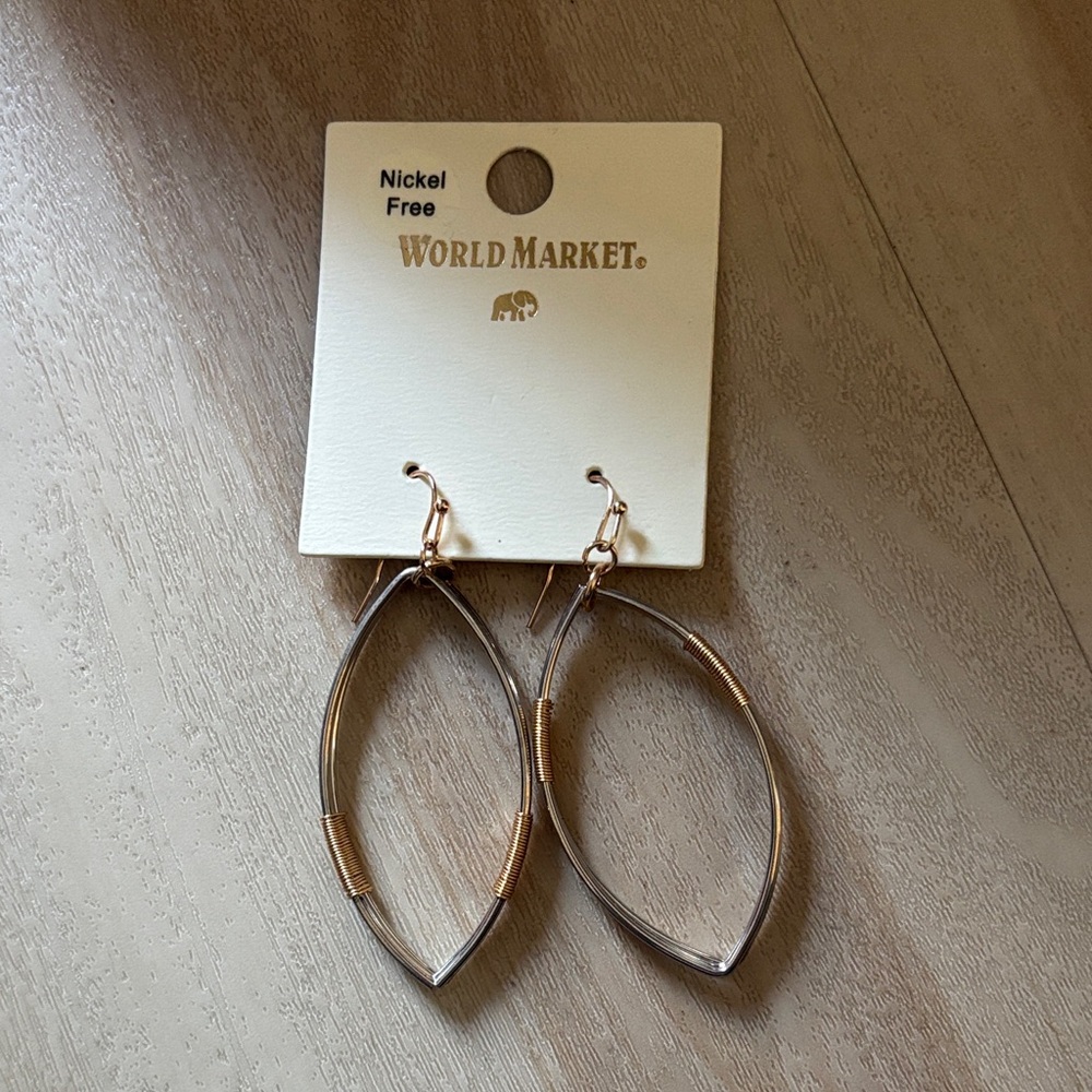 Cost Plus World Market Two-Tone Leaf Earrings